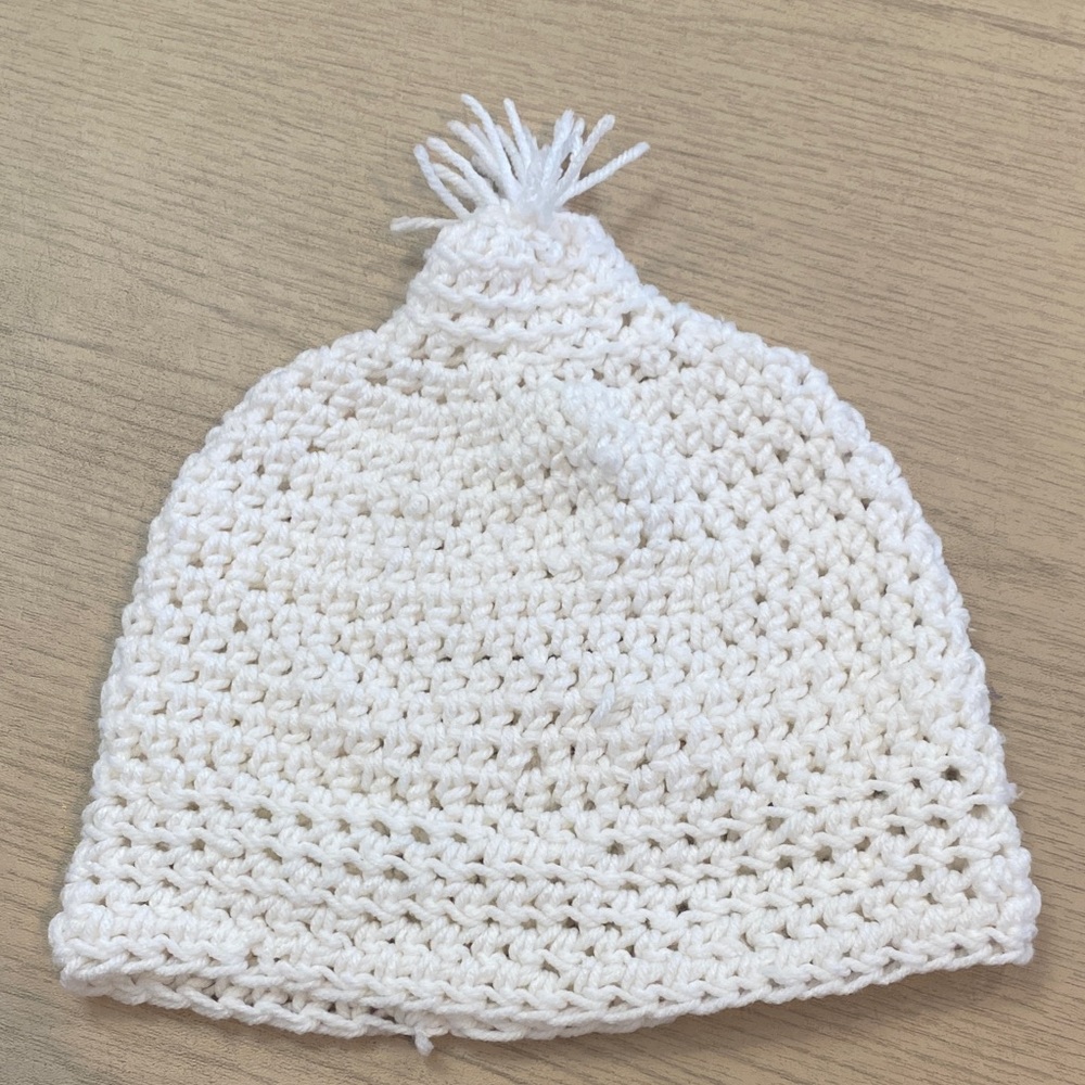 Cozy White crochet Kids:toddler Beanie/hat handmade crocheted